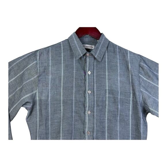 CHESS KING Shirt Mens 15.5 Medium Gray Button up Long Sleeve Check 60s 70s - Picture 2 of 12